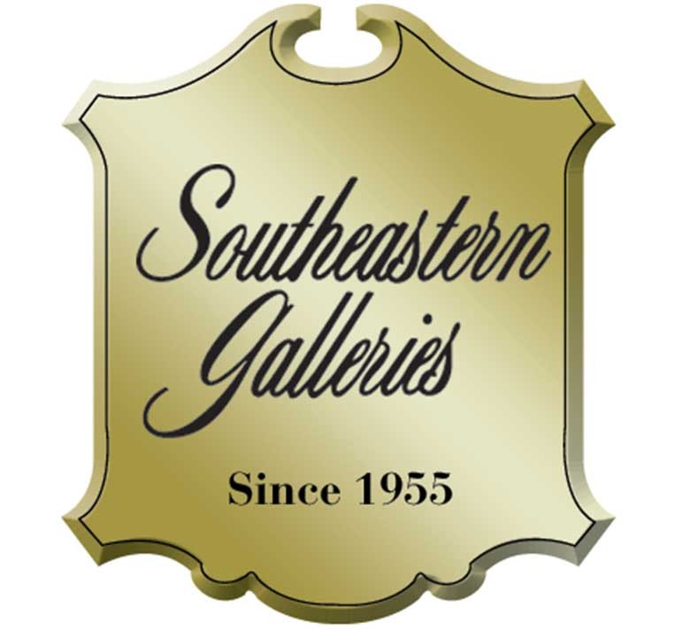 A gold plaque with the title "Southeastern Galleries. Since 1955"